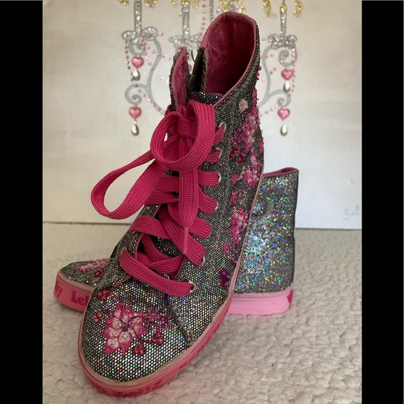 Lelli Kelly pink and silver high tops - Picture 2 of 16
